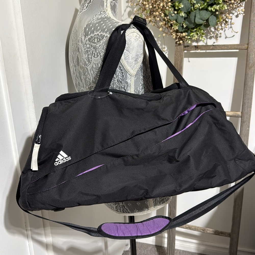 adidas Purple Sports Duffel Bag